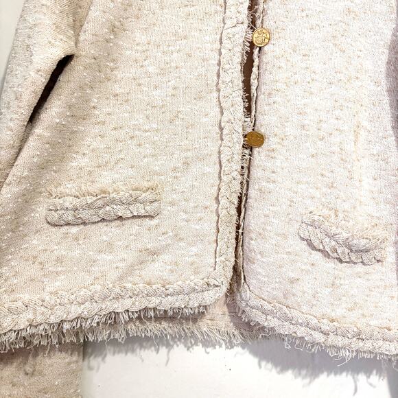 J.CREW Marled Fringe Trim Sweater Lady Cropped Jacket Size L - Picture 8 of 16